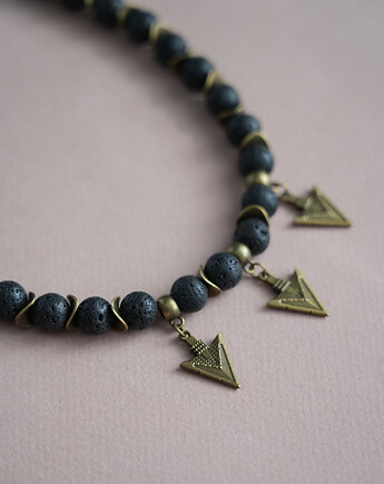 Unikatowy męski naszyjnik z lawy z grotami, AT NOON