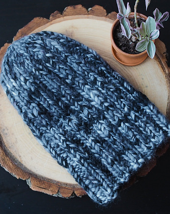 Czapka merino szary melanż HANDMADE