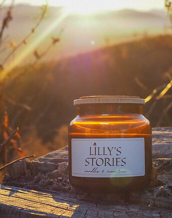 Duża świeca zapachowa "Autumn Sunset", jesienny zachód słońca, Lillys Stories