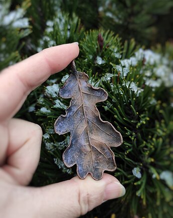 Liść dębu I wisiorek miedziany, Treemasters Copper Jewelry