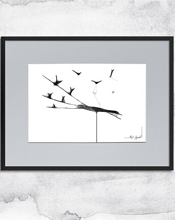 Minimalistyczna grafika z ramą - ptaki (nr 45)
