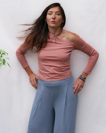 Asymetryczny longsleeve bawelna organiczna