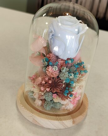 Wieczna róża w szkle prezent dla przyjaciółki na urodziny, miaukramy