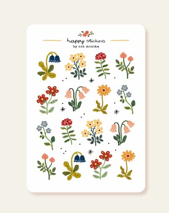 Kwiaty - arkusz papierowych naklejek A6