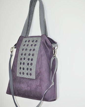 Torba hobo XXL - wrzos, szarość, PRACOWNIA 166