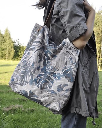 Torba tote XXL - print, monstera, PRACOWNIA 166