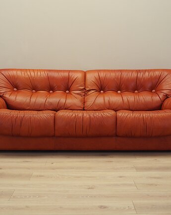 Sofa skórzana ruda, włoski design, lata 70, produkcja: PelleRossi
