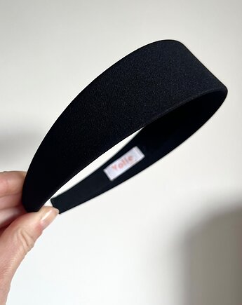 Jedwabna płaska opaska do włosów Black Silk - szerokość 4 cm