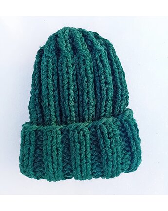 Czapka beanie z wełną leśna zieleń
