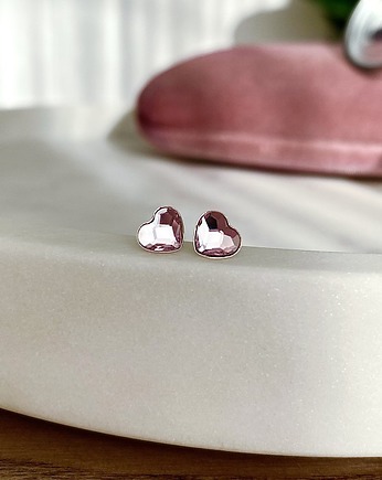 Kolczyki - kryształy Swarovski -Różane serduszka