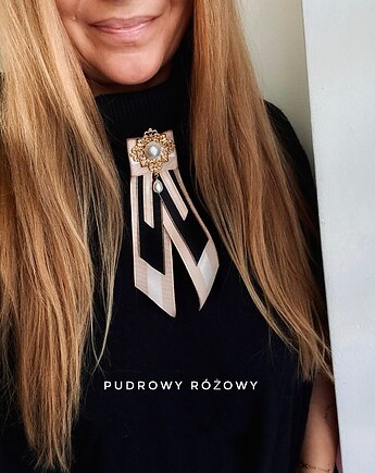 Brosza / Krawatka czarno złota z perłą NEW