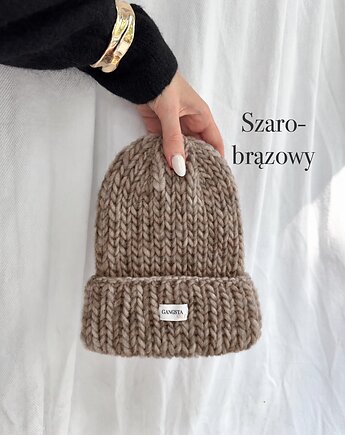 Czapka Lily 100% wełna *szaro-brązowy*
