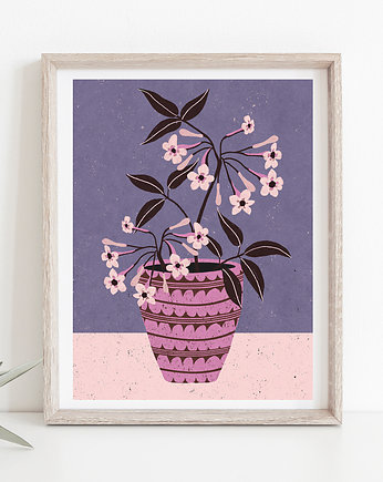 Pink flower plakat art giclee print A3