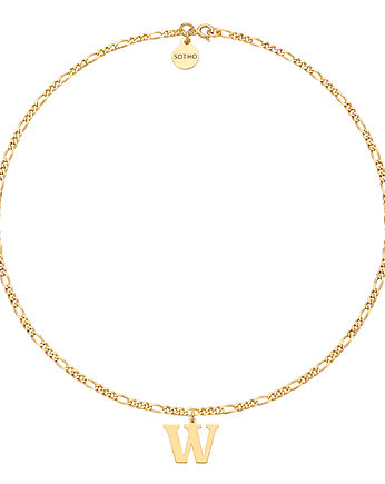 Złoty łańcuszkowy naszyjnik z dużą literą, SOTHO