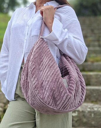 Sztruksowa torba hobo Wrzosowa