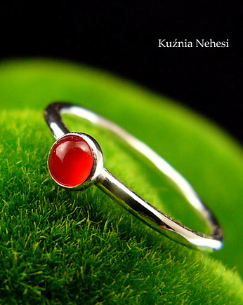 Pierścień Drobinek - Karneol Srebro 4mm