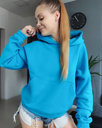 BLUZA Z KAPTUREM I272 Turkus