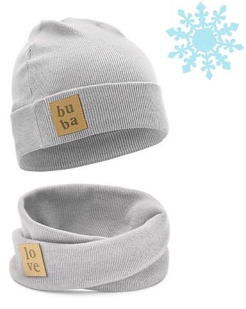 Czapka zimowa dzianinowa z kominem - jasnoszary, bubalove