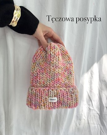 Czapka Lily 100% wełna *tęczowa posypka*