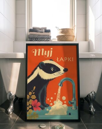 Plakat 30x40 łazienka myj łapki