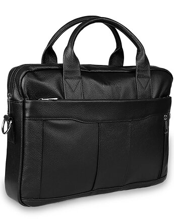 Skórzana torba męska czarna laptopa 15,6" - Pavone Nero Parma 2461 BL, Pavone Nero