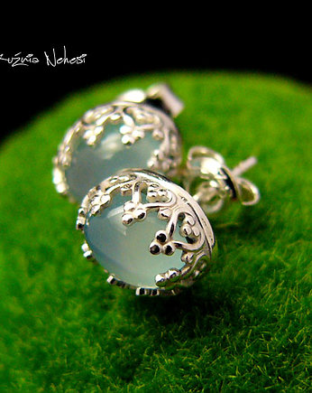 Kolczyki Sztyfty Serenity - Agat Srebro owal
