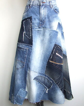 Patchworkowa spódnica jeans r.44