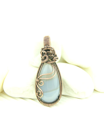 Wisiorek z szarym agatem wire wrapping