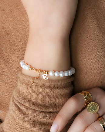 Bransoletka perły literka srebro 925 pozłacane, Coccola JEWELLERY