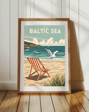 PLAKAT retro Morze BAŁTYCKIE ilustracja plaża morski