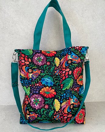 Torba na ramię XXL - print rajskie ptaki