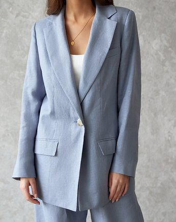 Marynarka lniana damska baby blue