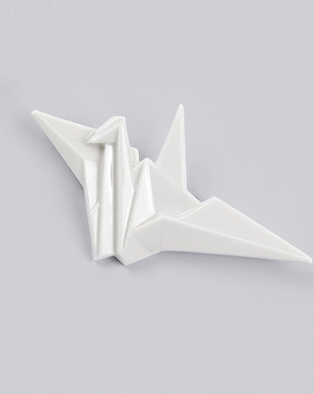 Broszka Porcelanowa Origami Żuraw Biała