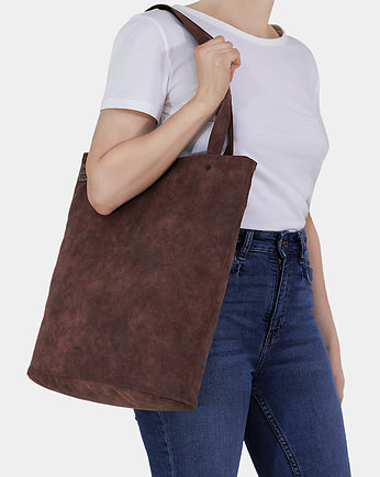 Shopper XL torba kasztanowa na zamek