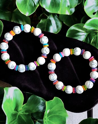 HOT TREND : bransoletka : summer collection : howlit 12mm, kolorowa muszla