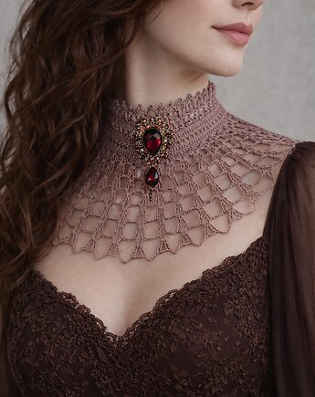 Koronkowy choker fango elegancki naszyjnik w stylu vintage