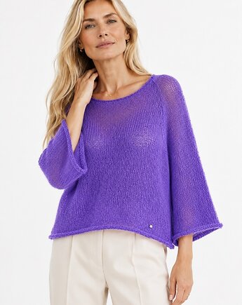 Sweter z szerokimi rękawami 3/4 Oliwia - Ciemny fiolet