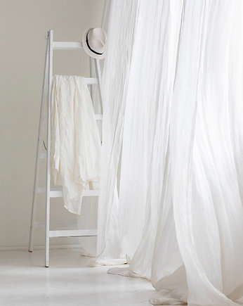 Zasłona z Lnianego Muślinu - ivory (off white)