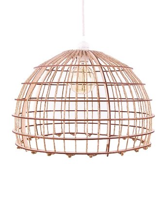 Drewniana lampa ze sklejki oraz sznurka jutowego Lampa sufitowa LED wisząca