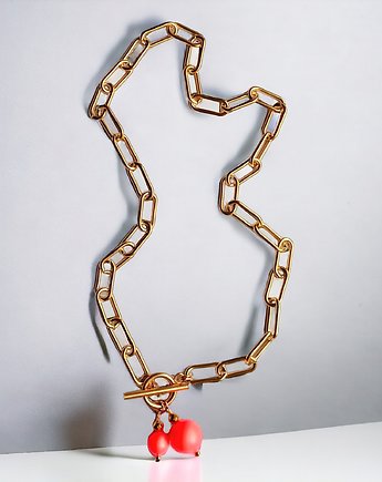 Swarovski neon pearls : TWO : neon red: naszyjnik, kaktusia