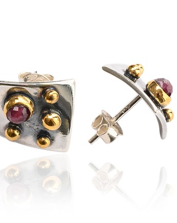 Kolczyki srebrne artystyczne z turmalinami, Ade Art