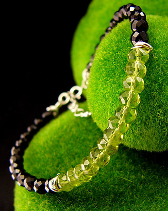 Bransoleta Amulet - Oliwin Turmalin Srebro