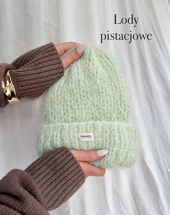 Puszysta czapka Cloud wełna merino alpaka *lody pistacjowe*