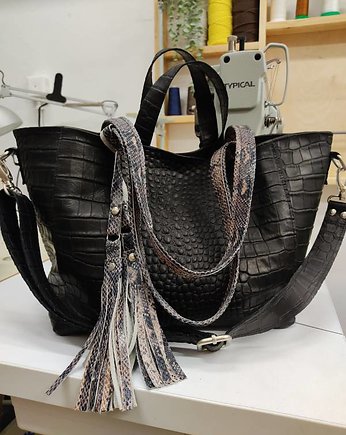 Torebka shopper skórzana czarna - Jane