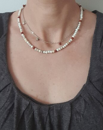 Naszyjnik choker ROOTS howlit, jaspis czerwony, jaspis dalmatyński, modesign