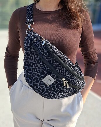 Żakardowa nerka XL w panterkę Szara, sabi tatka