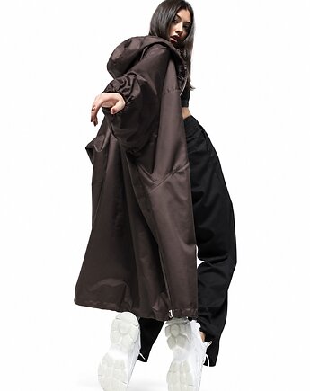 Płaszcz longline hoodie oversize praline