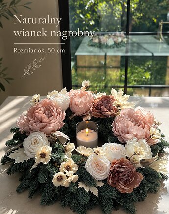 Naturalny wianek NAGROBNY bardzo trwały - 50cm