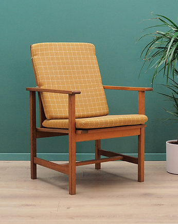 Fotel żółty, duński design, lata 70, projektant: B