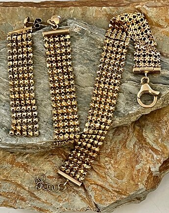 ZŁOTE KOLCZYKI I BRANSOLETKA - VINTAGE - srebro złocone, Ade Art